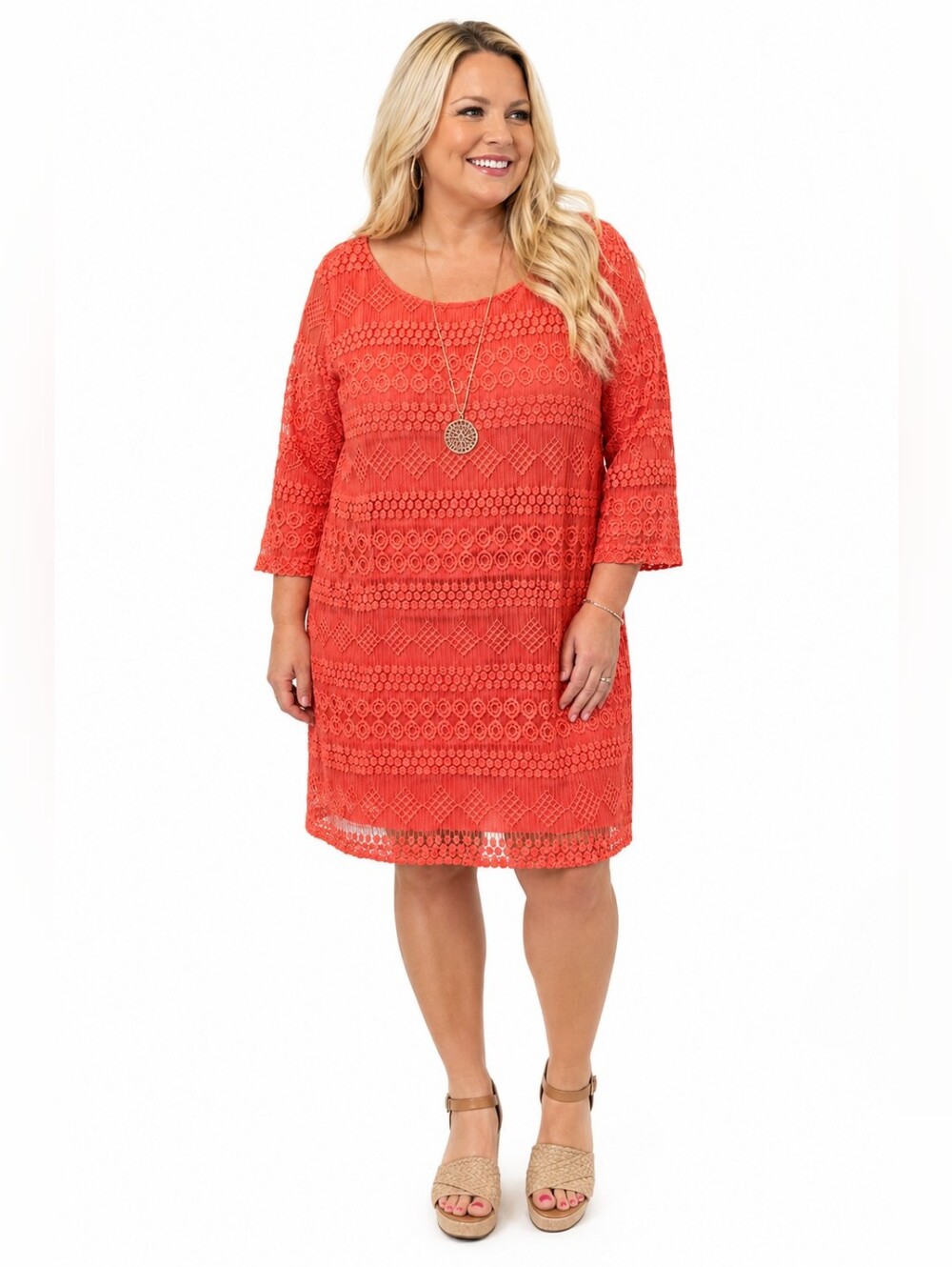 SHARAGANO Coral shift dress. EUC
